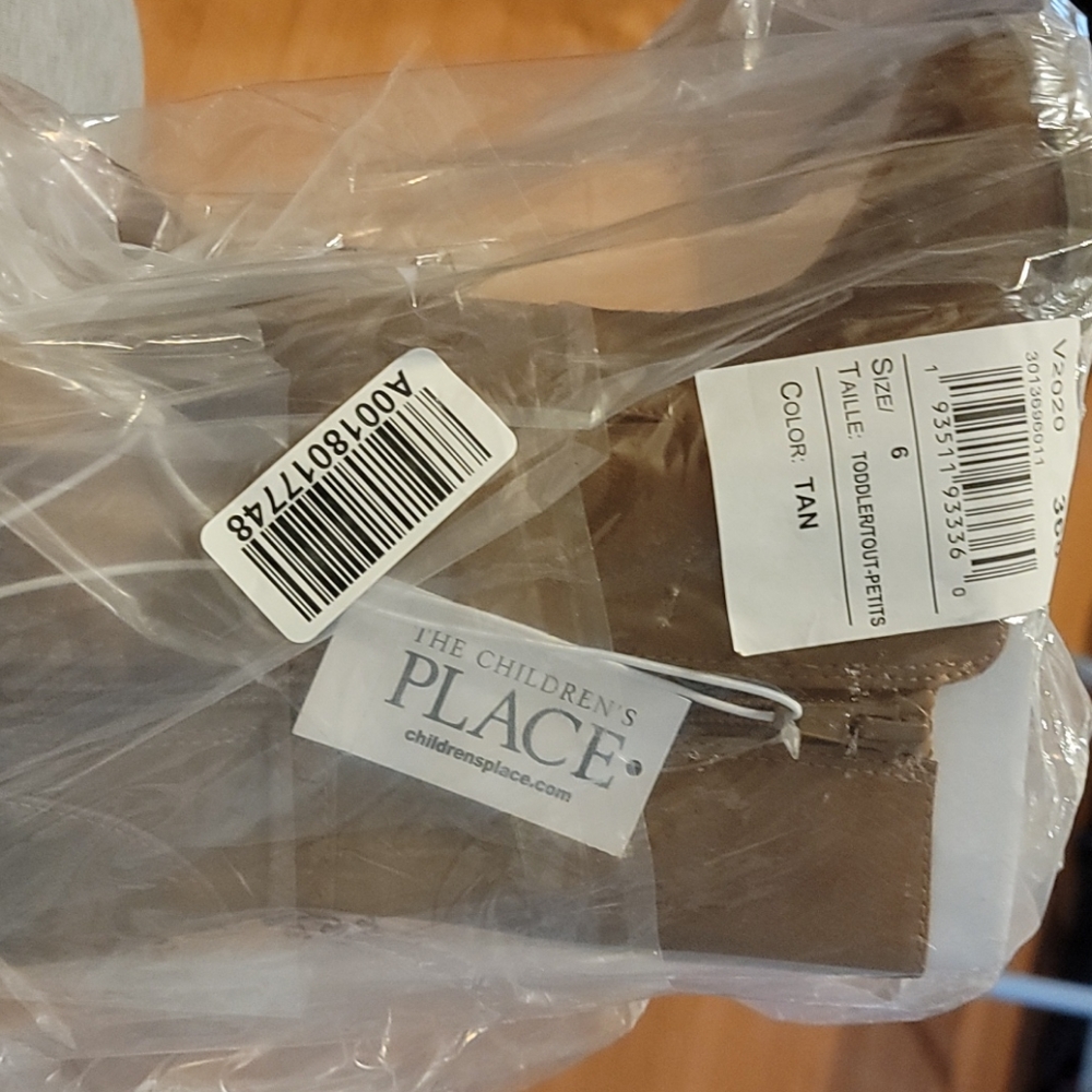 Childrens place tan faux leather boots size 6 new